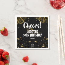 Erwachsene Überraschung Geburtstag Napkin Black