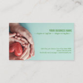 Erwachsene und Kinder, die das rote Herz in Aqua h Visitenkarte (Rückseite)