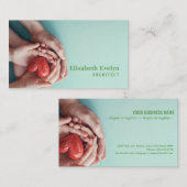 Erwachsene und Kinder, die das rote Herz in Aqua h Visitenkarte (Vorne/Hinten)