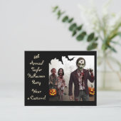 Erwachsene und Kinder Zombies Halloween-Party lädt Postkarte (Stehend Vorderseite)