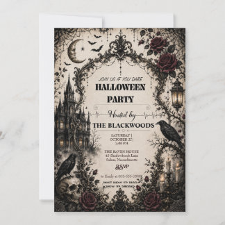 Erwachsene Vintage-Gothic-Halloween-Party Einladung