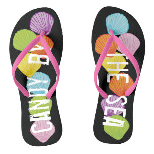 Erwachsenen Flip-Flops "Bunte Muscheln am Meer" Badesandalen