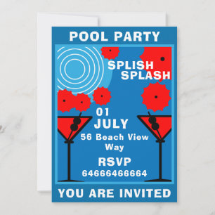 Erwachsenen-Poolparty-Einladung Einladung