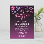 Erwachsenenalter 75. Geburtstag Glitzer Funkelnd Einladung (Stehend Vorderseite)