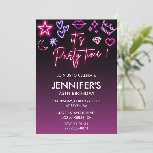 Erwachsenenalter 75. Geburtstag Glitzer Funkelnd Einladung (Stehend Vorderseite)