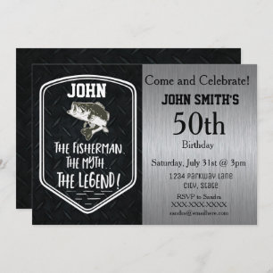 Erwachsenenbarsch, der den Mann und den Mythos bef Einladung