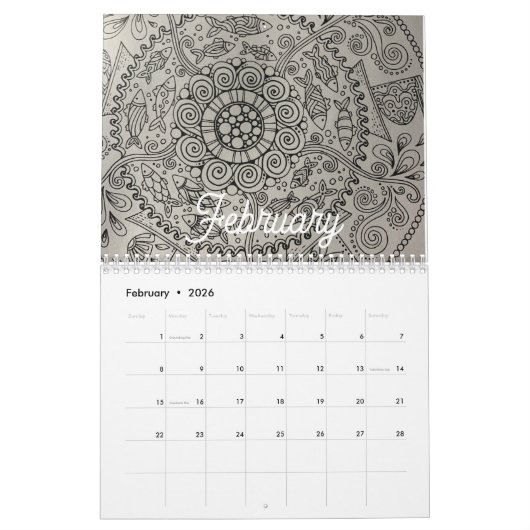 Erwachsenenfarbbuch Kalender 2025. (Feb 2026)