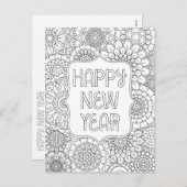 Erwachsenenfarben glücklich Neues Jahr Postkarte (Vorne/Hinten)