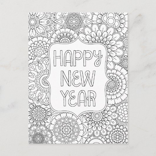 Erwachsenenfarben glücklich Neues Jahr Postkarte (Vorderseite)