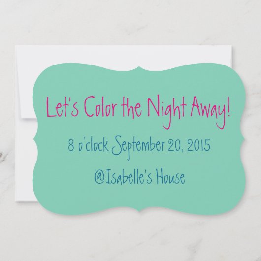Erwachsenenfarben-Party Einladung (Rückseite)