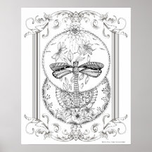 Erwachsenenfarbenposter "I Liebe Dragonflies Art"