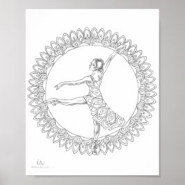 Erwachsenenfarbposter Ballerina Mandala Tänzer Poster