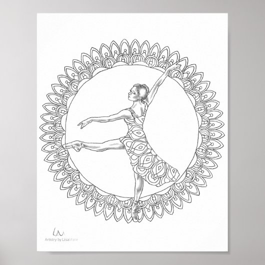 Erwachsenenfarbposter Ballerina Mandala Tänzer Poster (Vorne)