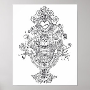 Erwachsenenfarbtag Totes Baumposter Poster