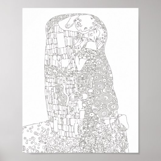 Erwachsenenfärbung | Klimt "The Kiss" Berühmte Kun Poster (Vorne)