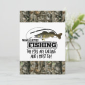 Erwachsenenfischen Geburtstag Männer Camouflage Fi Einladung (Stehend Vorderseite)