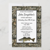 Erwachsenenfischen Geburtstag Männer Camouflage Fi Einladung (Rückseite)