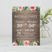 Erwachsenenflorale Rustikale Geburtstagspartei Einladung (Stehend Vorderseite)