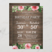 Erwachsenenflorale Rustikale Geburtstagspartei Einladung (Vorne/Hinten)