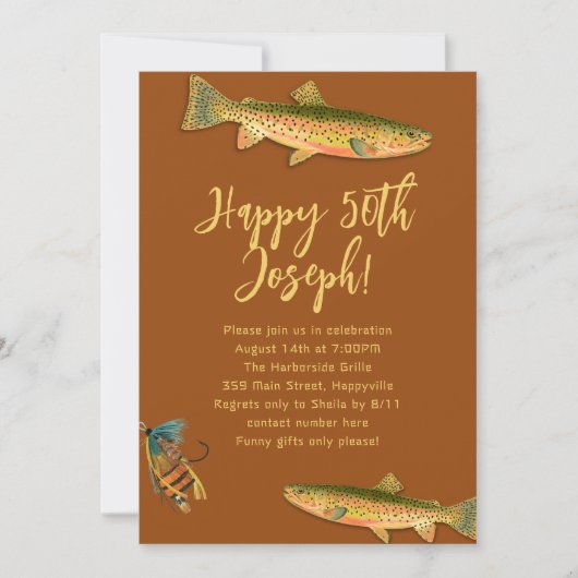 Erwachsenenforelle Fischerei Themed Party Einladun Einladung (Vorderseite)