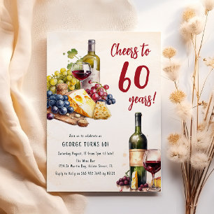Erwachsenenkäse und Weincharcuterie 60. Geburtstag Einladung