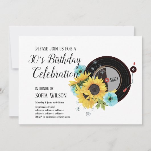 Erwachsenenmusik, Einladung zur Geburtstagsfeier (Vorderseite)