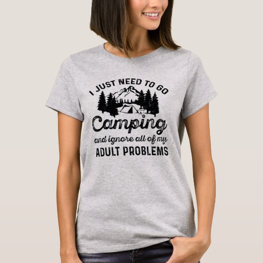 Erwachsenenprobleme bei Camping T-Shirt (Vorderseite)