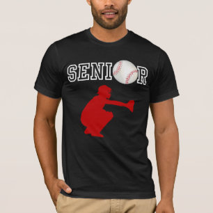 Erwachsener Baseball-Fangspieler in roter Silhouet T-Shirt