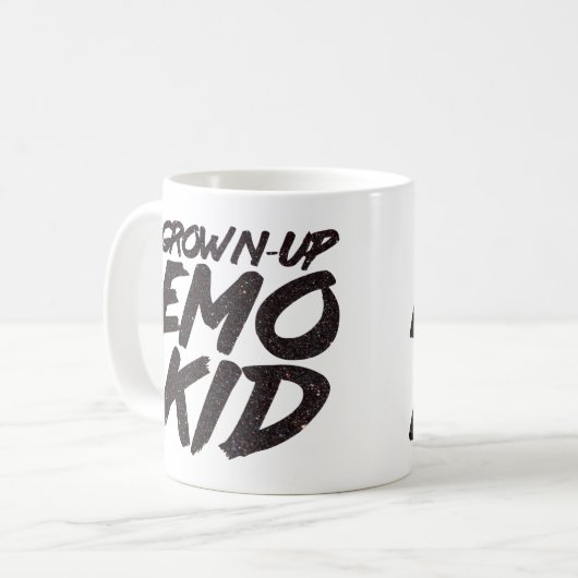 Erwachsener Emo-Kinderschwarzer Glitzer Kaffeetasse (Vorderseite Links)