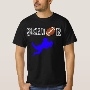 Erwachsener Fußballspieler mit blauer Silhouette T-Shirt