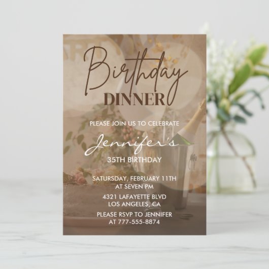 Erwachsener Geburtstag 35. Geburtstag Abendessen Einladung (Stehend Vorderseite)