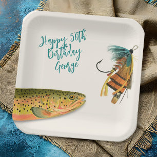 Erwachsener Geburtstag Forelle Fisch Pappteller