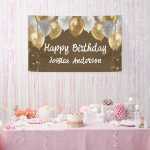Erwachsener Geburtstag Silber Gold Ballons Kraftpa Banner