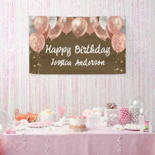 Erwachsener Geburtstag Silber Rosa Ballons Kraftpa Banner