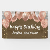 Erwachsener Geburtstag Silber Rosa Ballons Kraftpa Banner (Horizontal)