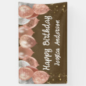 Erwachsener Geburtstag Silber Rosa Ballons Kraftpa Banner (Vertikal)