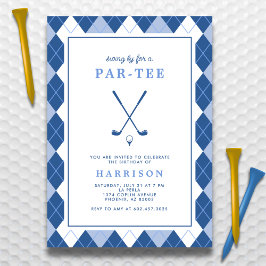 Erwachsener Golf-Geburtstag Modern Preppy Argyle B Einladung