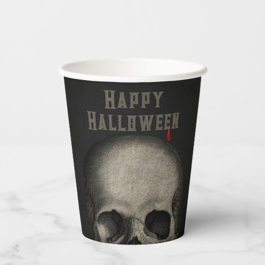 Erwachsener Halloween-Party Spooky Skull Pappbecher (Rückseite)