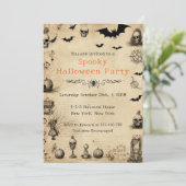 Erwachsener Halloween-Party Vintag Spooky Skull Einladung (Stehend Vorderseite)