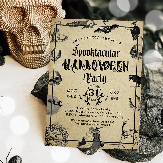Erwachsener Halloween-Party Vintager Gothic-Schäde Einladung