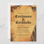Erwachsener Halloween-Party Vintager Gothic-Schäde Einladung (Vorderseite)