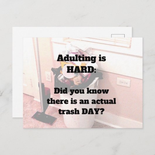 Erwachsener ist HARD Postkarte Mülltag? (Vorne/Hinten)