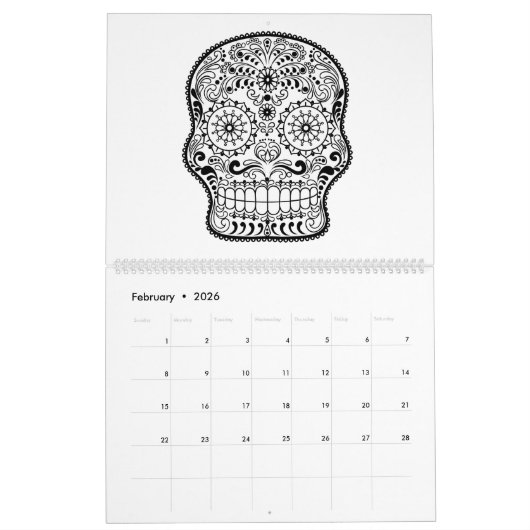 Erwachsener Kalender Farbton des Zuckerschädels (Feb 2026)