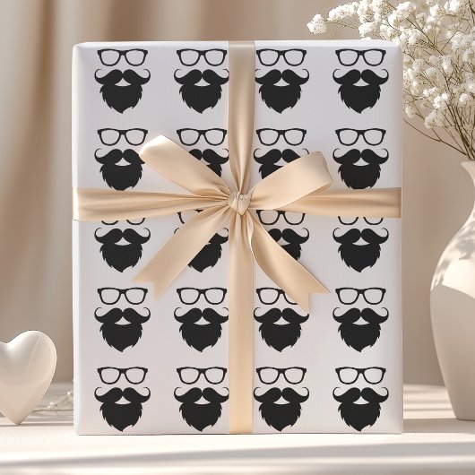 Erwachsener lustiger Bartmann Geschenkpapier
