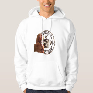 Erwachsener "Powered By Coffee" Premium-Pullover-H Hoodie