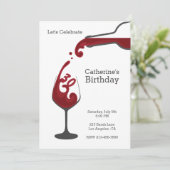 Erwachsener Roter Wein Moderne Geburtstagsparty Ei Einladung (Stehend Vorderseite)