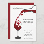 Erwachsener Roter Wein Moderne Geburtstagsparty Ei Einladung (Vorne/Hinten)