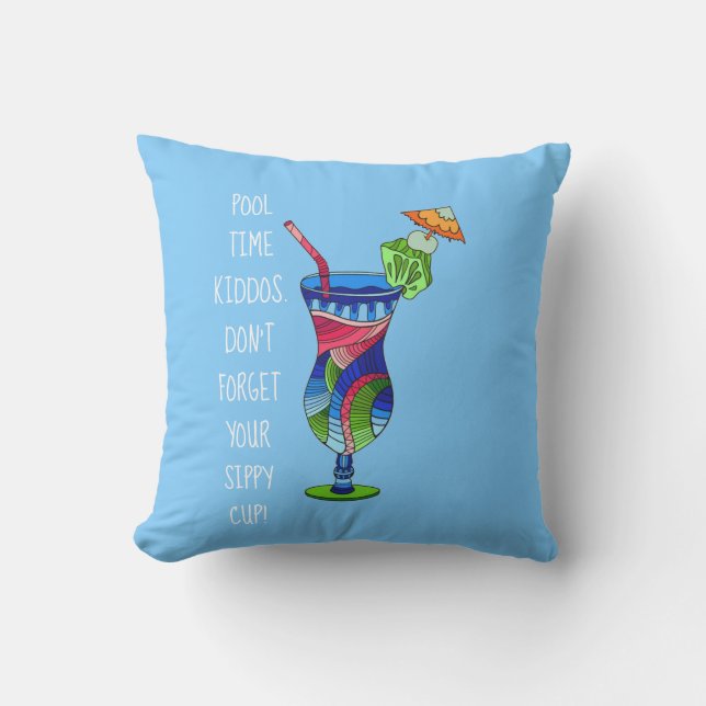 Erwachsener-Sippy-Cup (blau), Niedlicher Pool Kissen (Vorderseite)