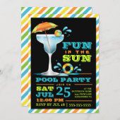 Erwachsener Spaß im Sun Pool Party Cocktail Einlad Einladung (Vorne/Hinten)