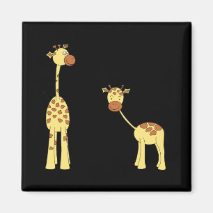 Erwachsener und Baby-Giraffe. Cartoon Magnet